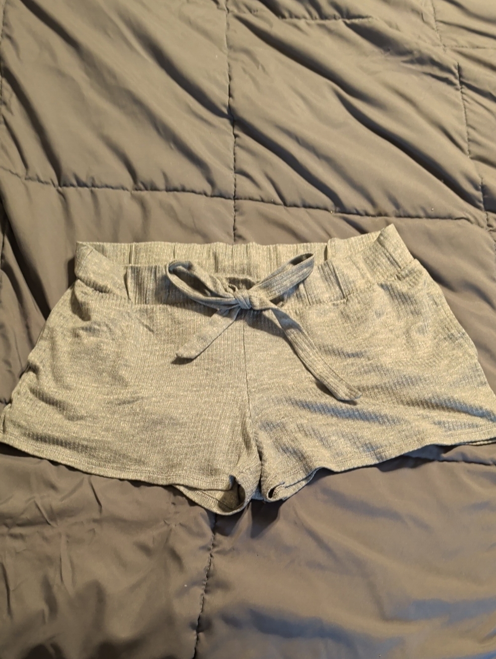 Jockey Light Gray Knit Lounge Shorts with Waist Tie
